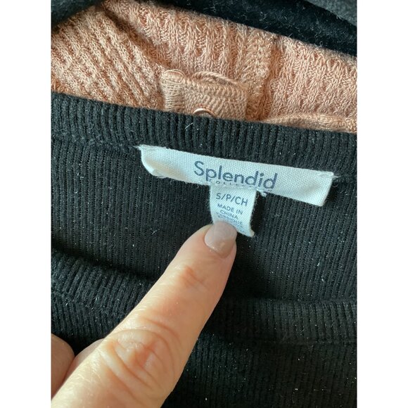 Splendid Isabella Eyelash Shimmer Long Sleeve Tee Black size Small - Picture 5 of 5